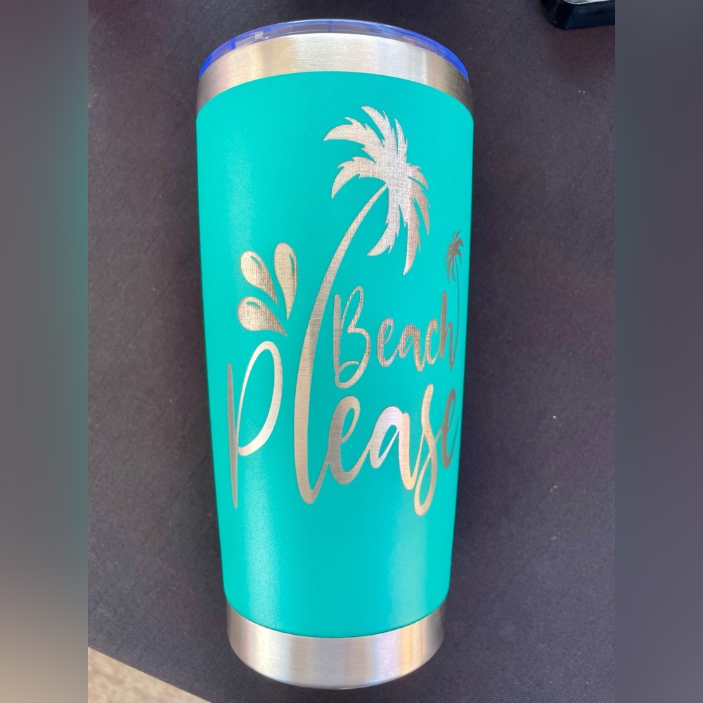 CUSTOM : Beach Please Custom Engraved Tumbler